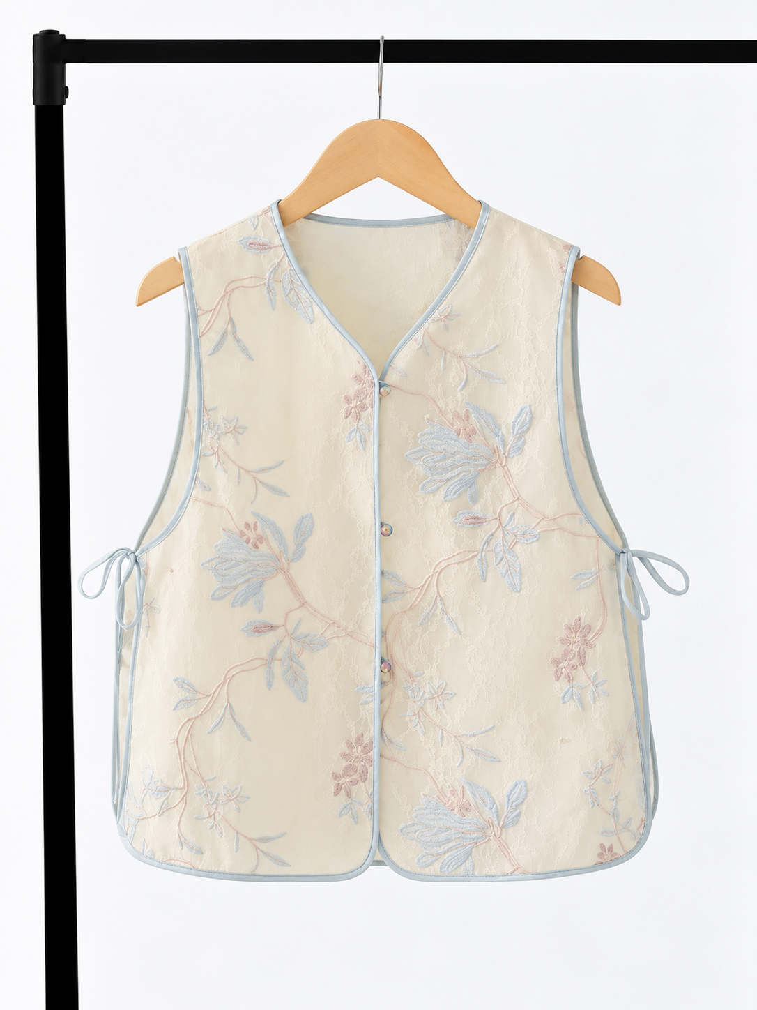 Yun Xi Orchid-Embroidered Sheer Vest