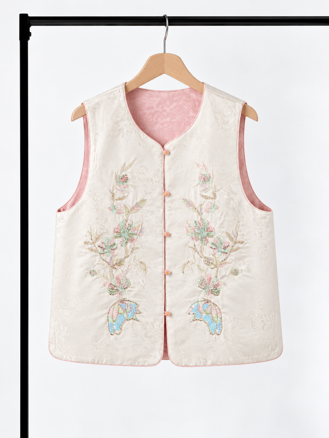 Yun Zhi Silk-Brocade Embroidered Vest