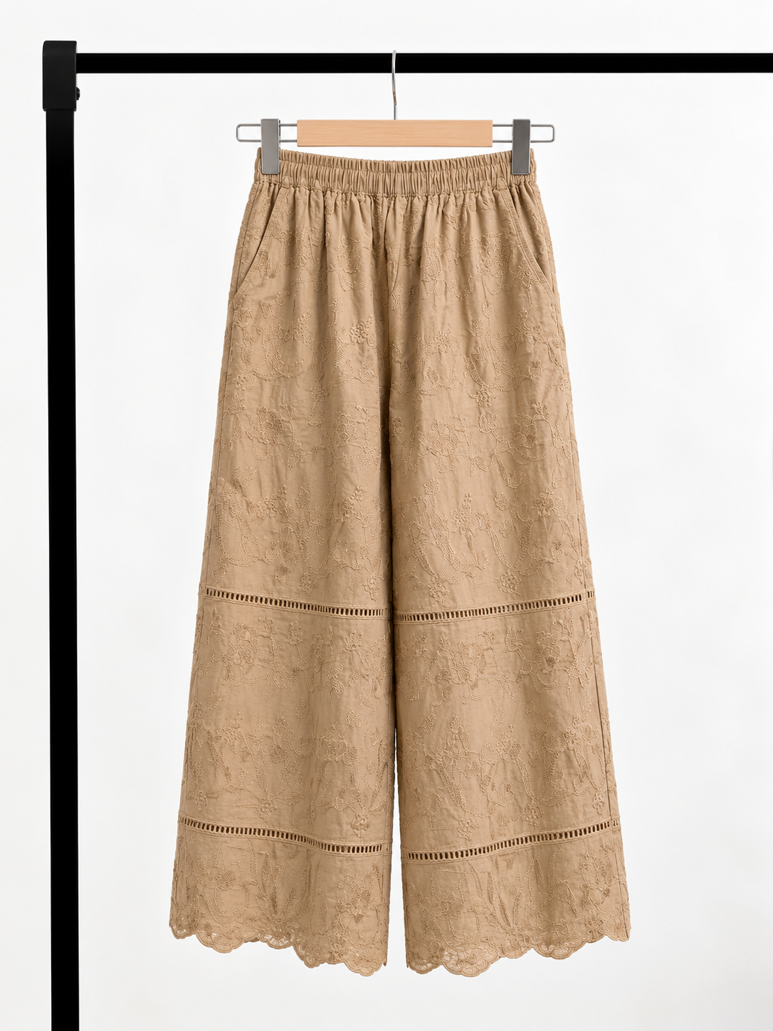 Yan Ji Embroidered Cotton-Lace Culottes