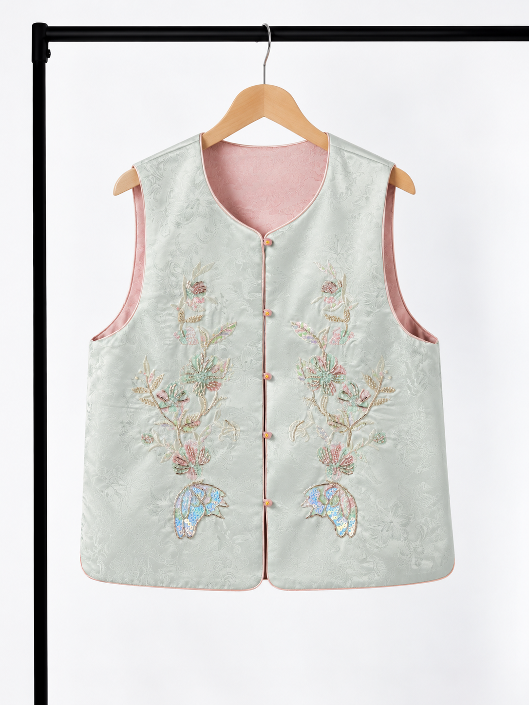 Yun Zhi Silk-Brocade Embroidered Vest