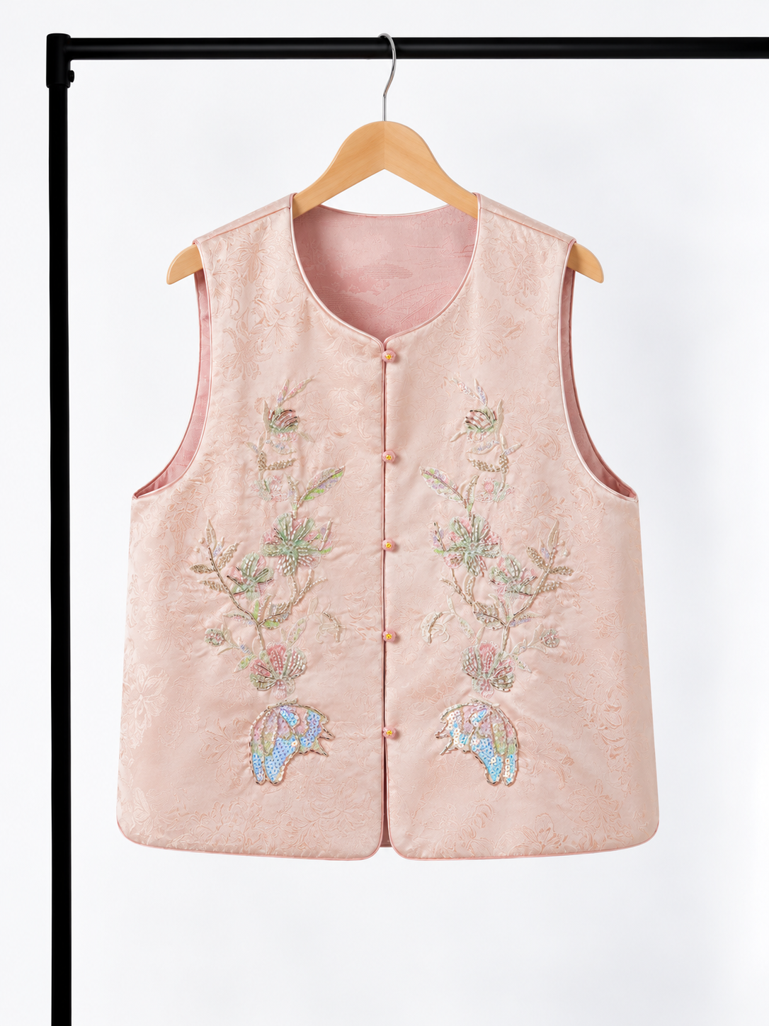Yun Zhi Silk-Brocade Embroidered Vest