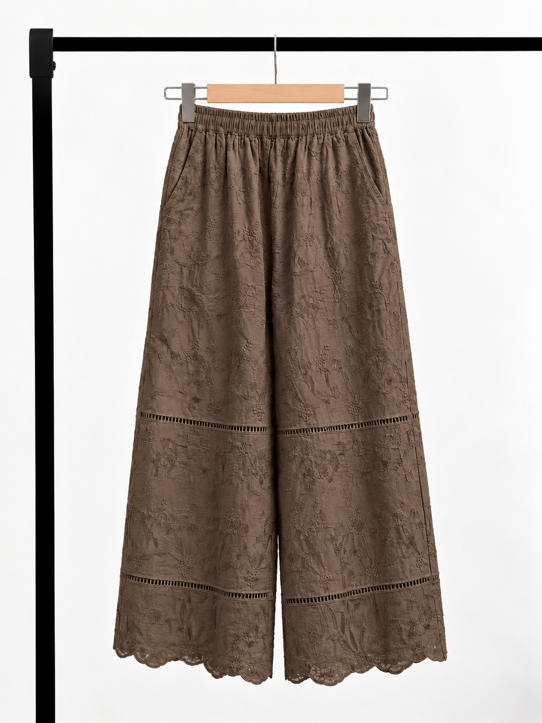 Yan Ji Embroidered Cotton-Lace Culottes