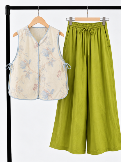 Yun Xi Orchid-Embroidered Sheer Vest