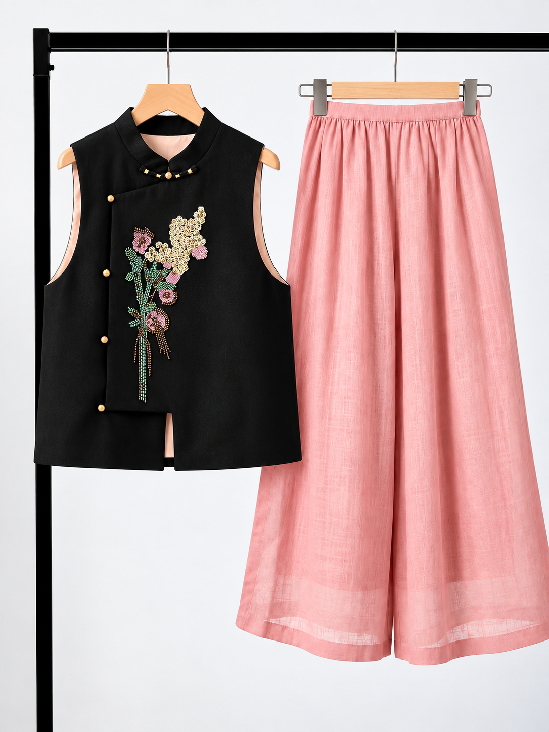 Yan Mei Reversible Sequin-Floral Silk Oriental Vest