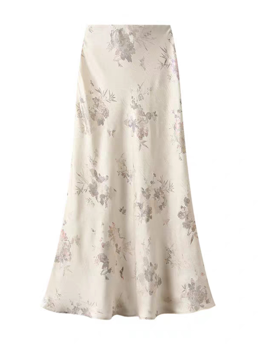 Fang Yuan Oriental Printing A-Line Skirt-The Black Bow-