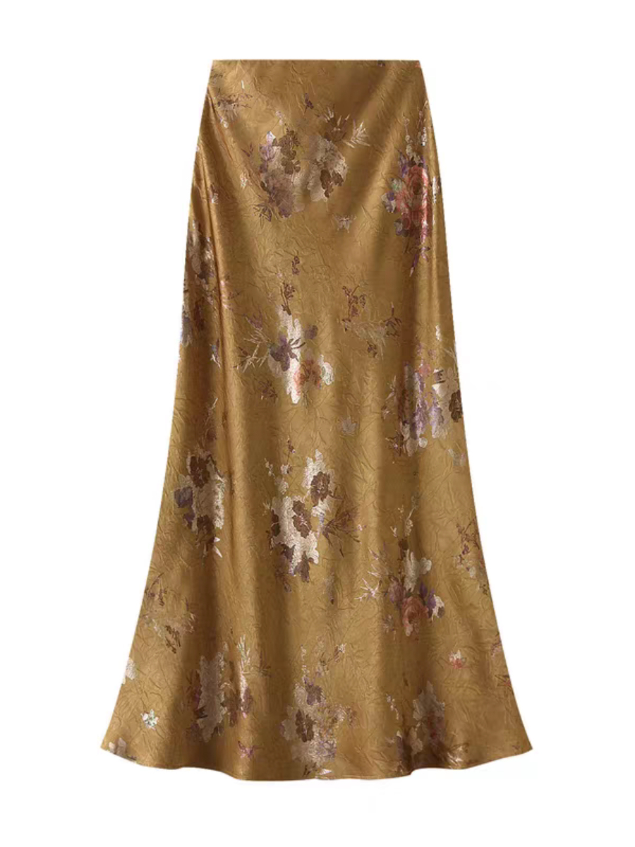 Fang Yuan Oriental Printing A-Line Skirt-The Black Bow-