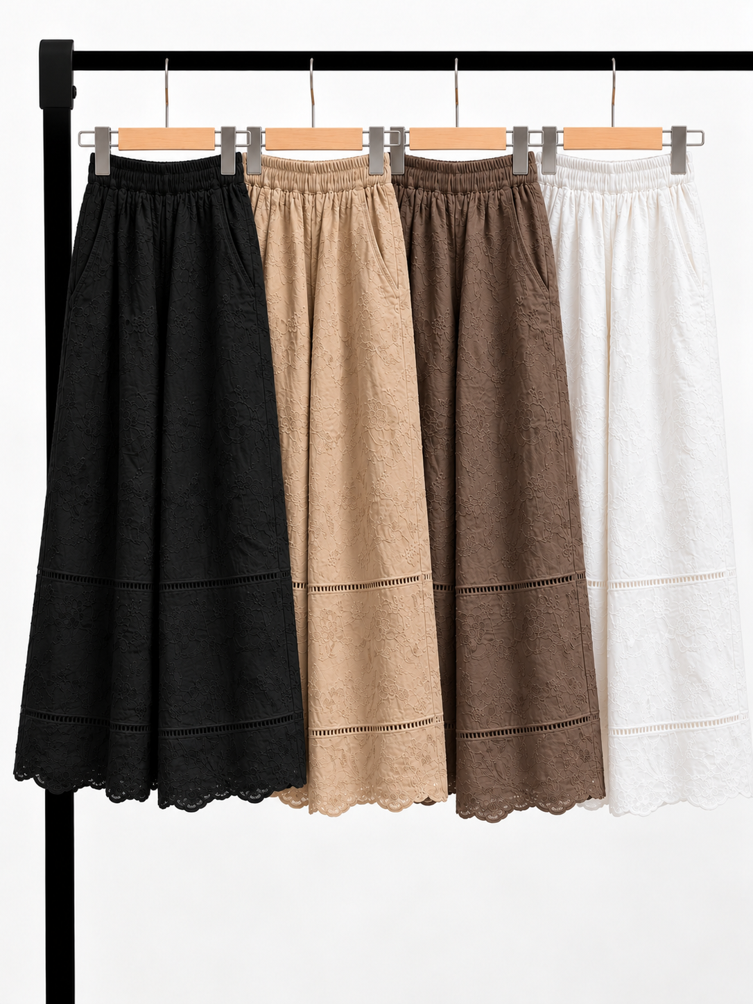 Yan Ji Embroidered Cotton-Lace Culottes