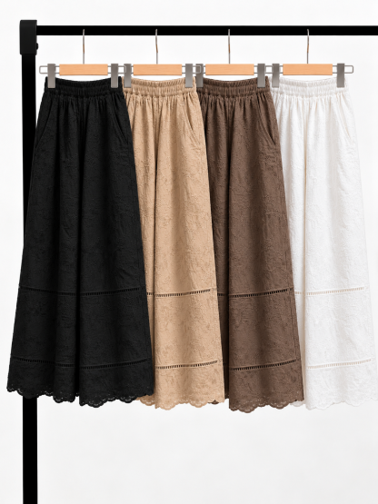 Yan Ji Embroidered Cotton-Lace Culottes