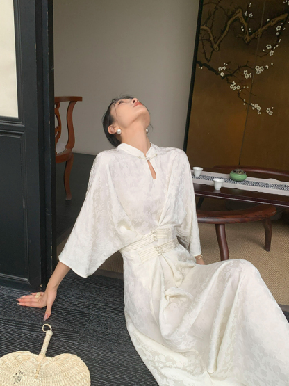 Ding Rou Stand Collar Oriental Dress-The Black Bow-