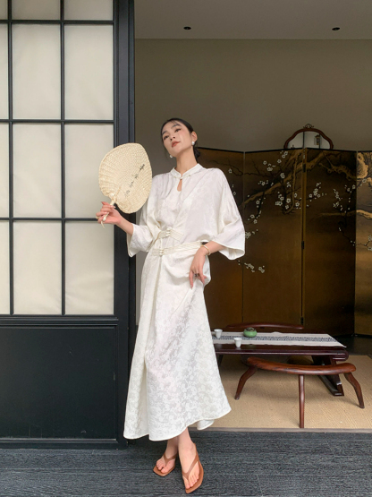 Ding Rou Stand Collar Oriental Dress-The Black Bow-