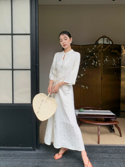 Ding Rou Stand Collar Oriental Dress-The Black Bow-