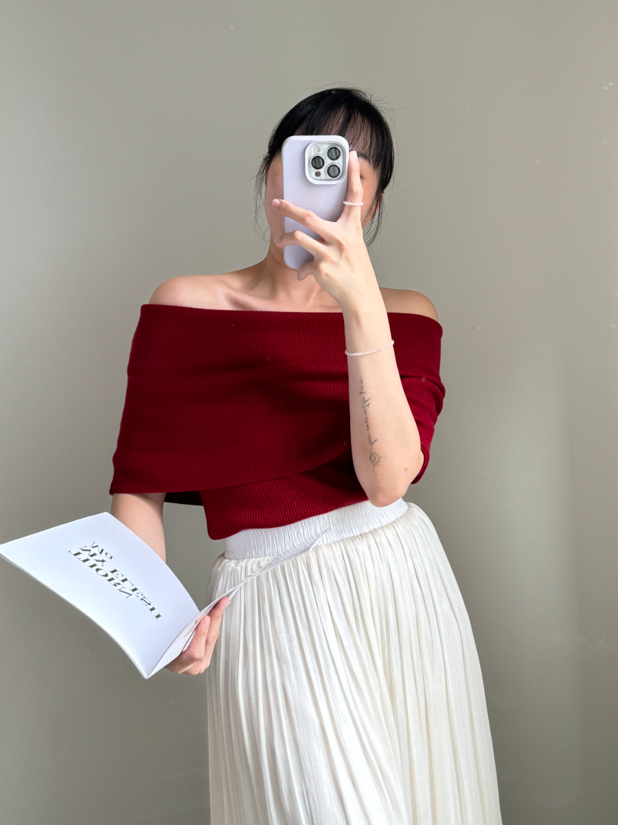 Taana Off Shoulder Knit Top -The Black Bow-