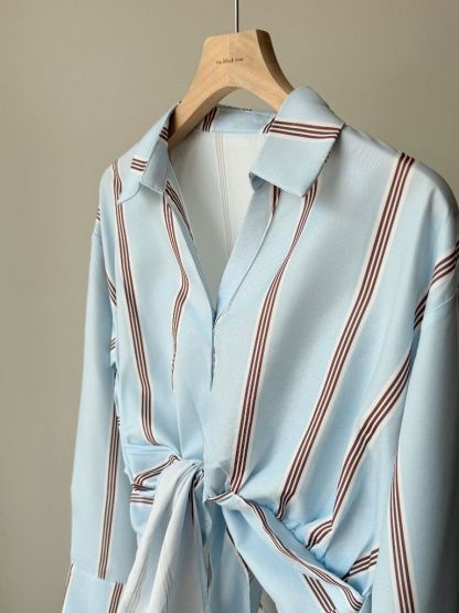 Venna Waist Tie Stripe Shirt