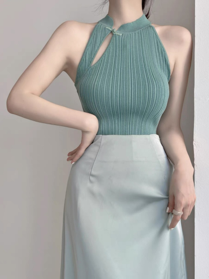 Li Ye Halter Neck Oriental Top