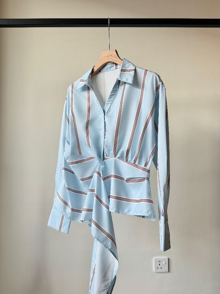 Venna Waist Tie Stripe Shirt