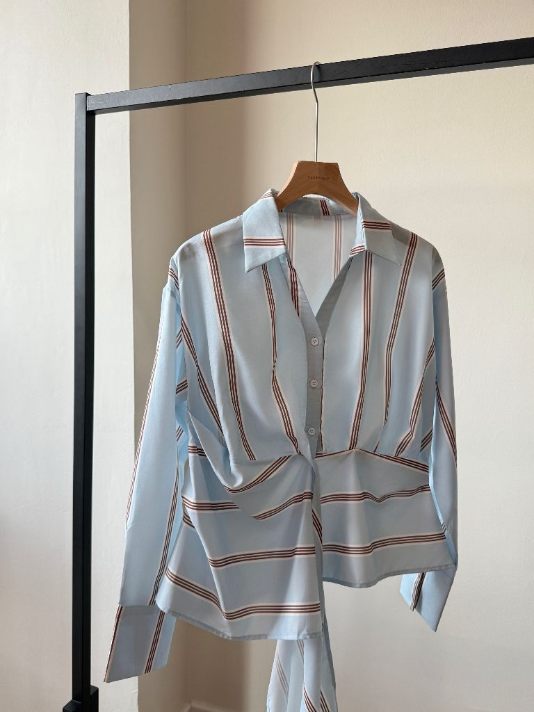 Venna Waist Tie Stripe Shirt