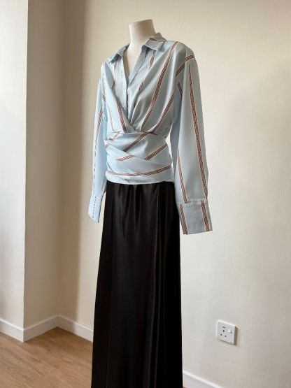 Venna Waist Tie Stripe Shirt