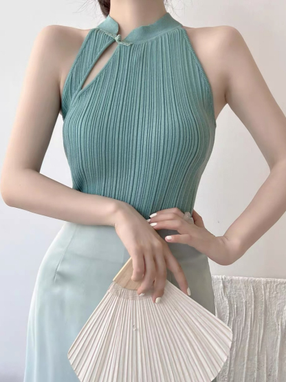 Li Ye Halter Neck Oriental Top