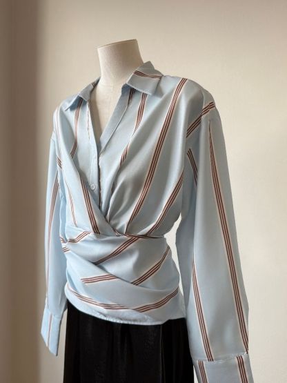 Venna Waist Tie Stripe Shirt