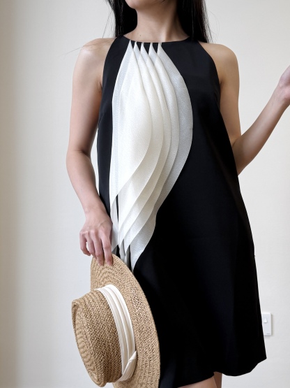 Moony Draped Fringe Mini Dress