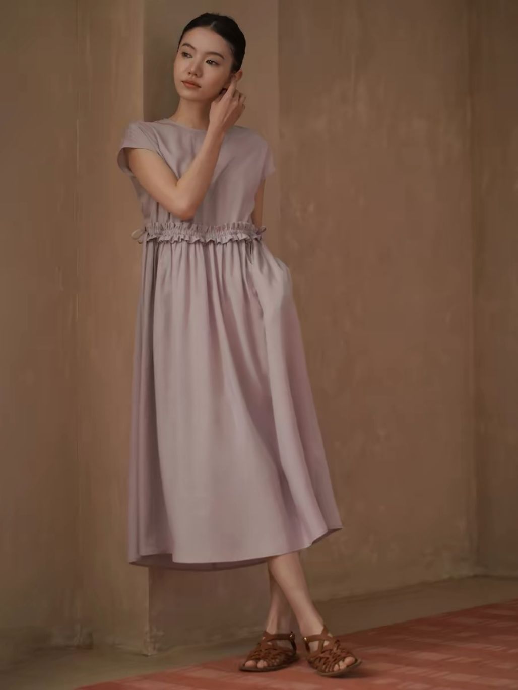 Hadyn Ruffle Trim Drawstring Casual Dress