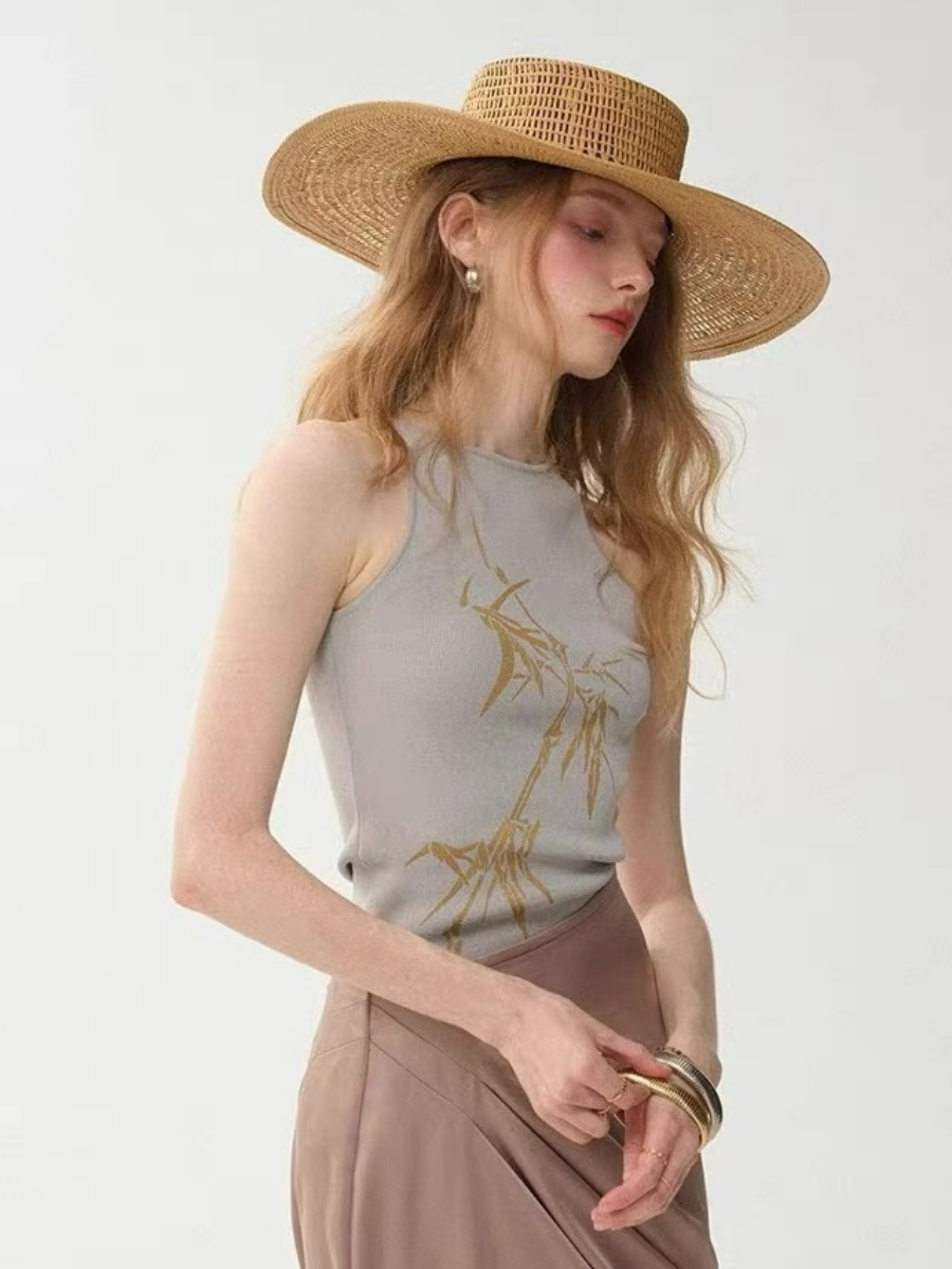 Li Zhu Bamboo Printing Knit Top