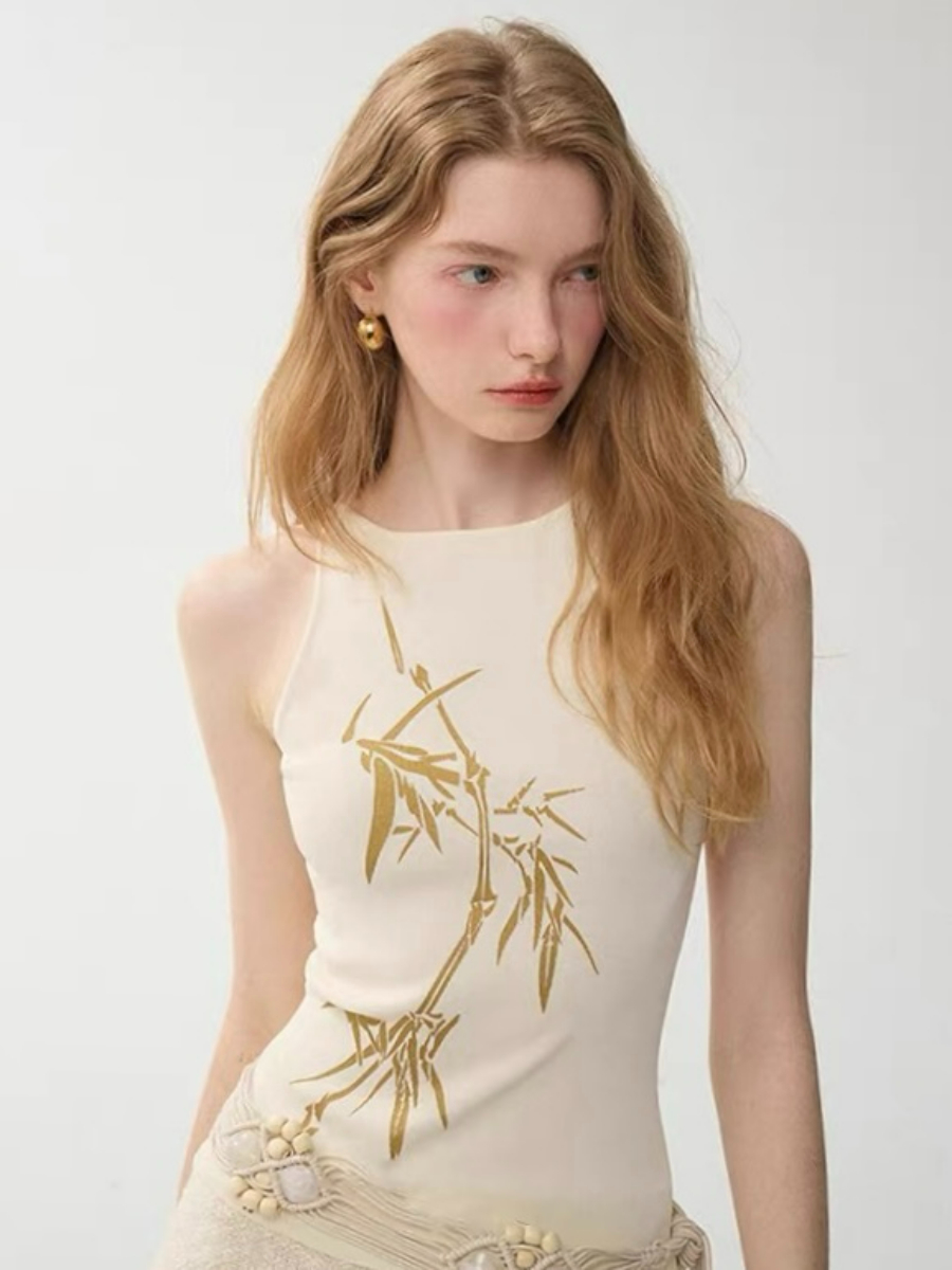 Li Zhu Bamboo Printing Knit Top (Discounted-Free size)