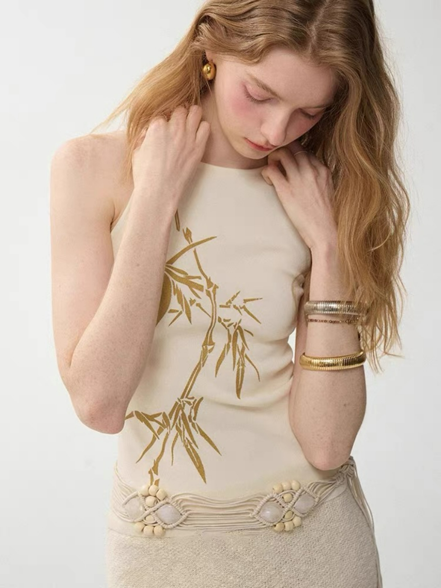 Li Zhu Bamboo Printing Knit Top (Discounted-Free size)