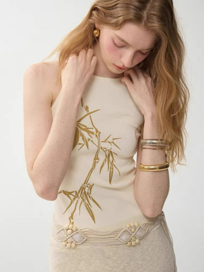 Li Zhu Bamboo Printing Knit Top (Discounted-Free size)