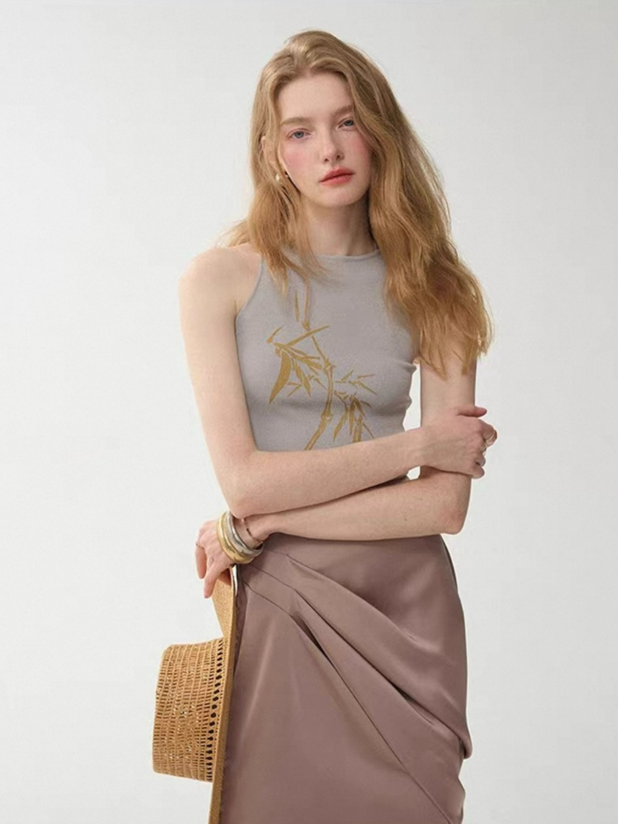 Li Zhu Bamboo Printing Knit Top