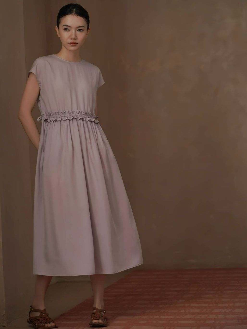 Hadyn Ruffle Trim Drawstring Casual Dress