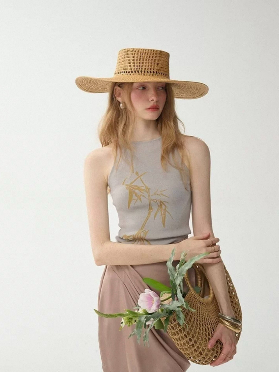 Li Zhu Bamboo Printing Knit Top