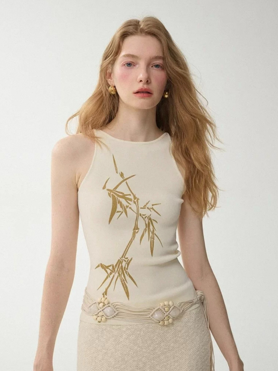 Li Zhu Bamboo Printing Knit Top (Discounted-Free size)