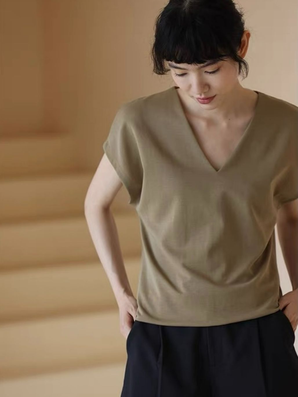Hutton V-Collar Top