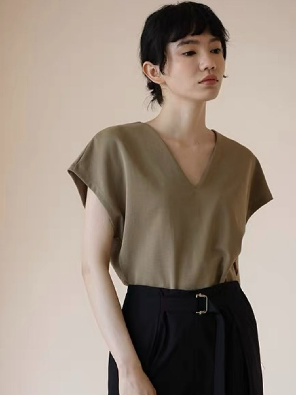 Hutton V-Collar Top