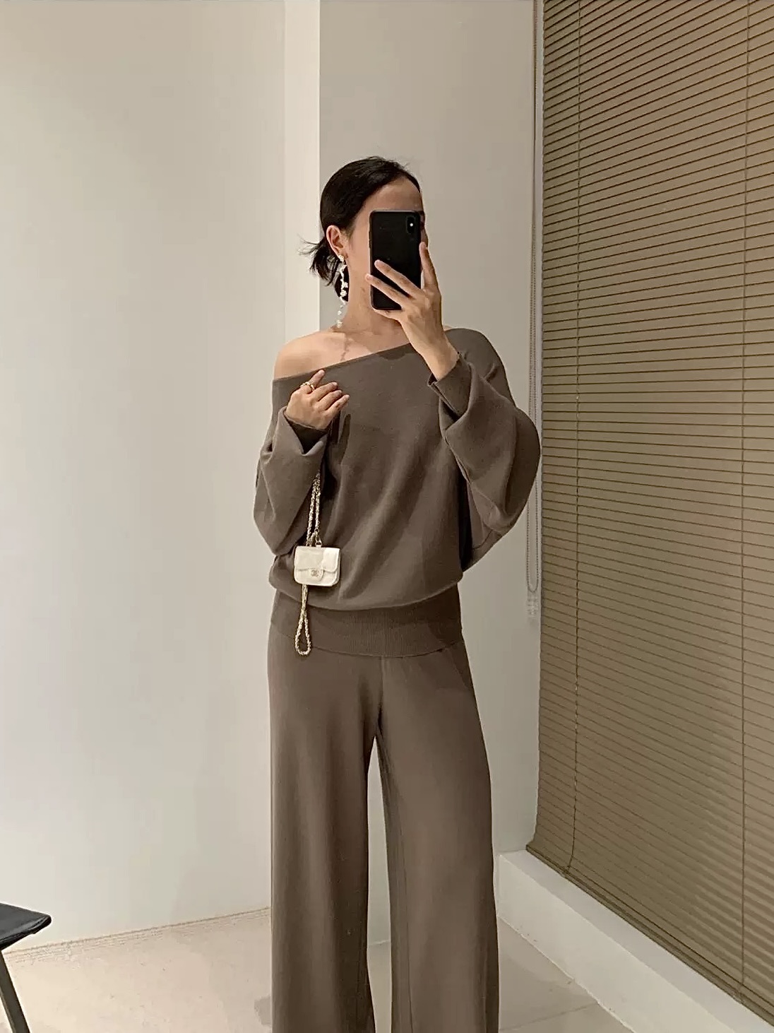 Rachel One/ Off Shoulder Two Way Knit Top & Pants Set