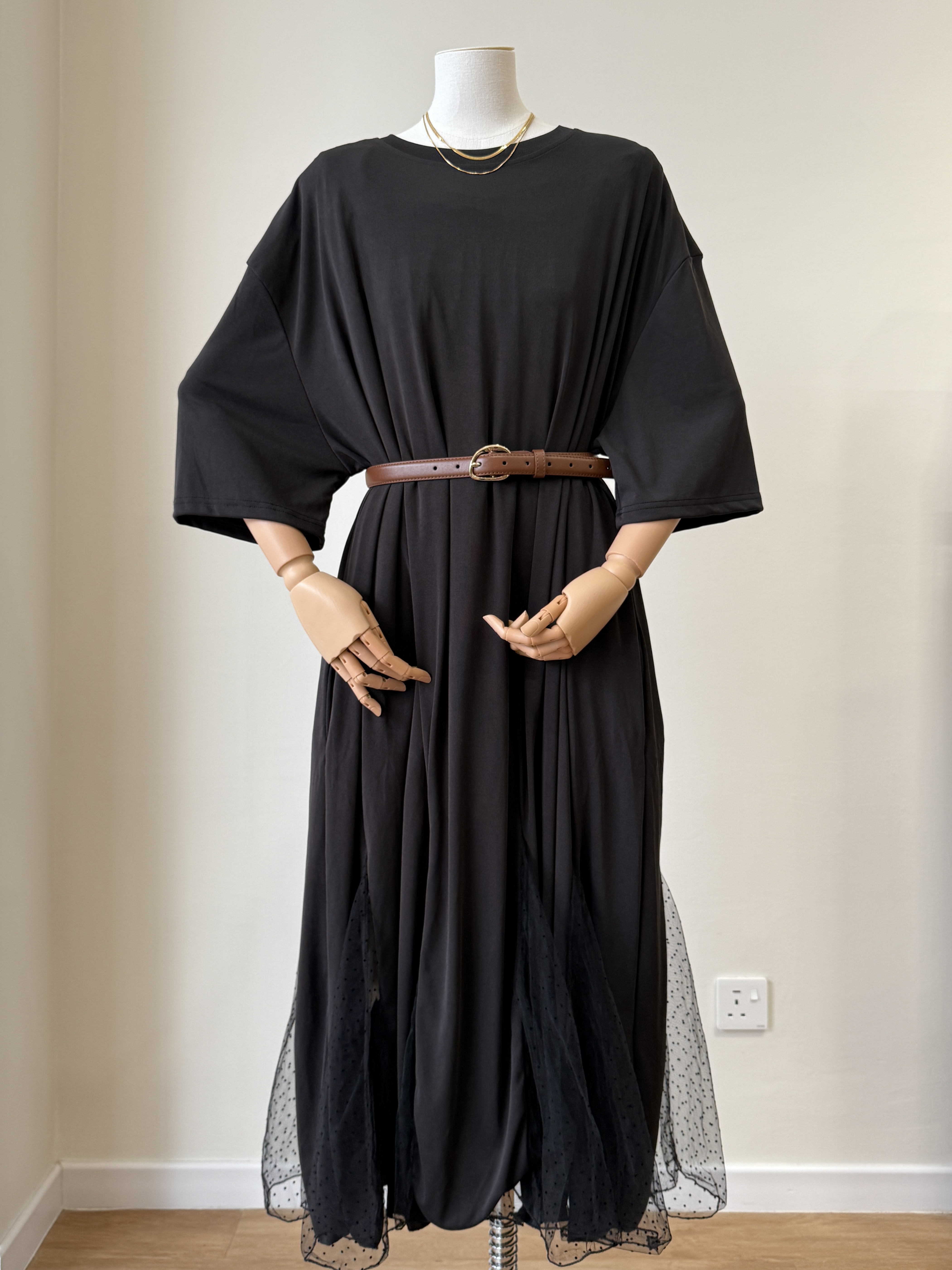 Lendy Mesh Hem T-Shirt Dress