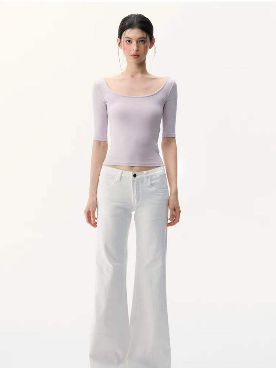 Leng U-Collar Mid Sleeve Top