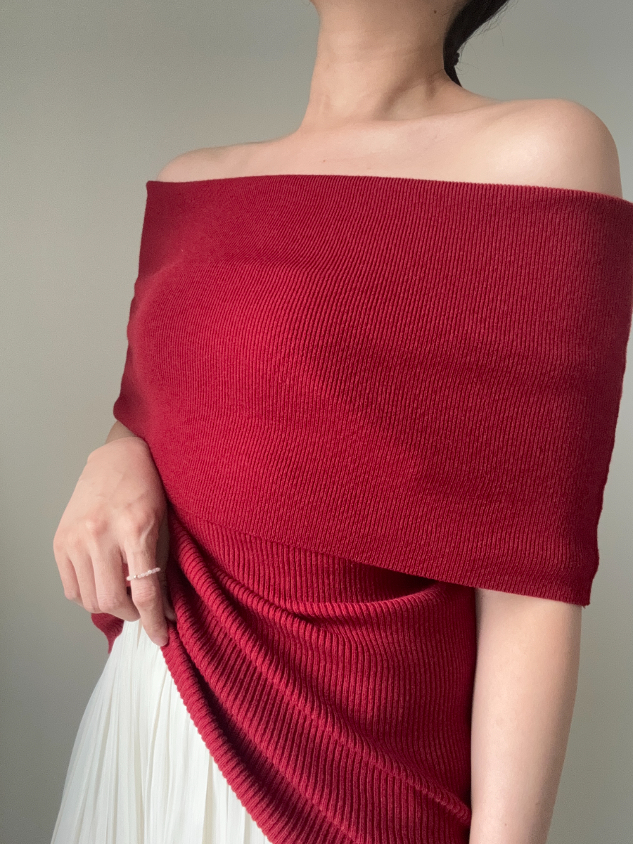 Taana Off Shoulder Knit Top -The Black Bow-