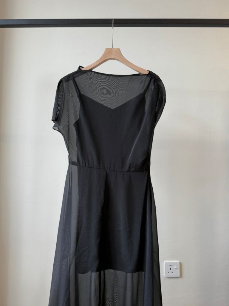 Vanyce Asymmetric Collar Two Piece Sheer Dress