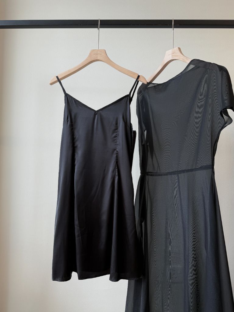 Vanyce Asymmetric Collar Two Piece Sheer Dress