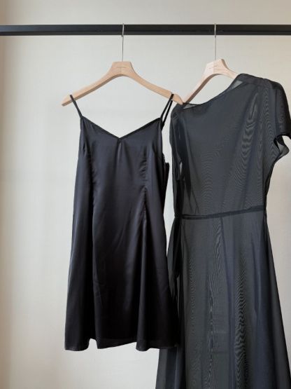 Vanyce Asymmetric Collar Two Piece Sheer Dress