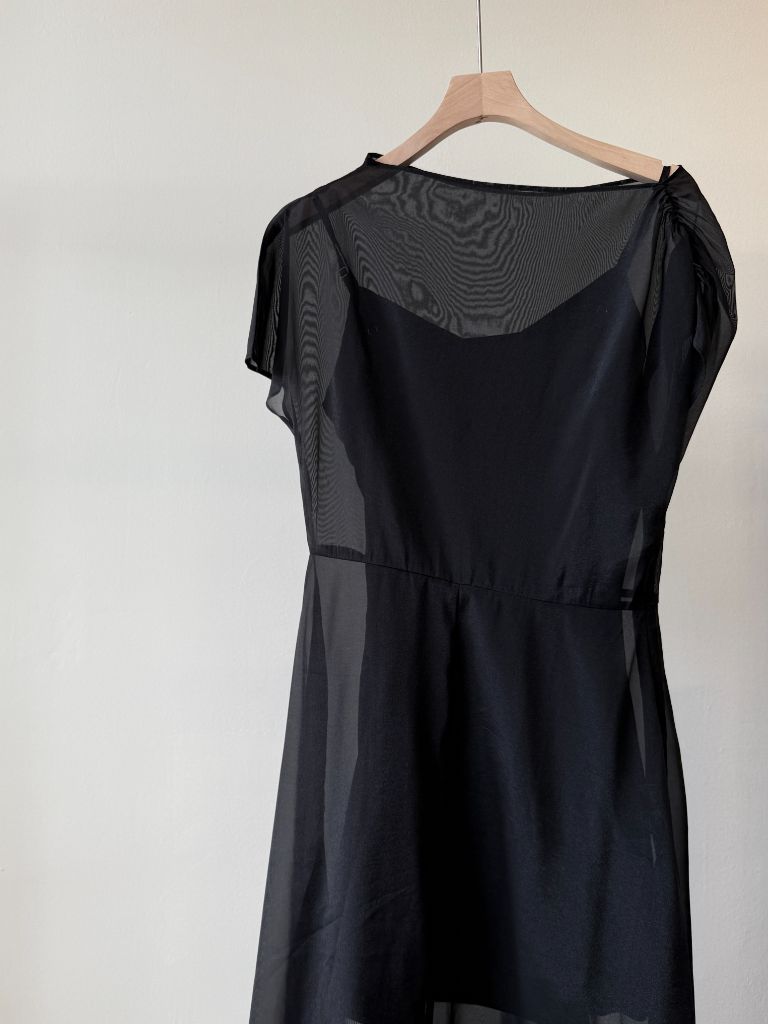 Vanyce Asymmetric Collar Two Piece Sheer Dress