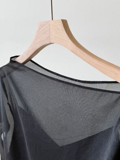 Vanyce Asymmetric Collar Two Piece Sheer Dress