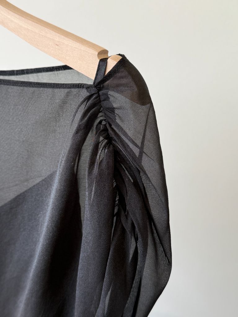 Vanyce Asymmetric Collar Two Piece Sheer Dress