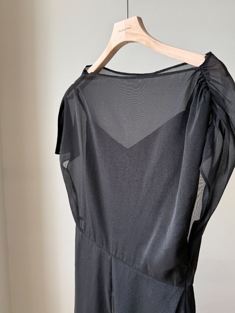 Vanyce Asymmetric Collar Two Piece Sheer Dress