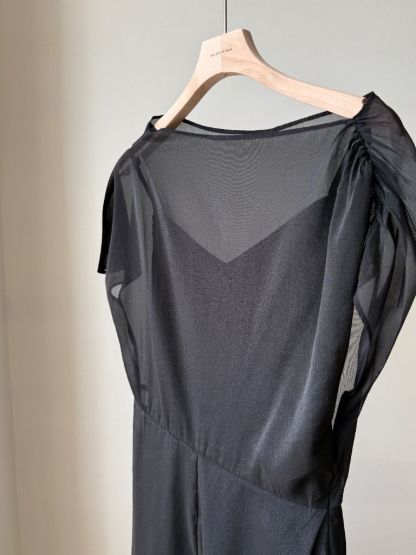 Vanyce Asymmetric Collar Two Piece Sheer Dress