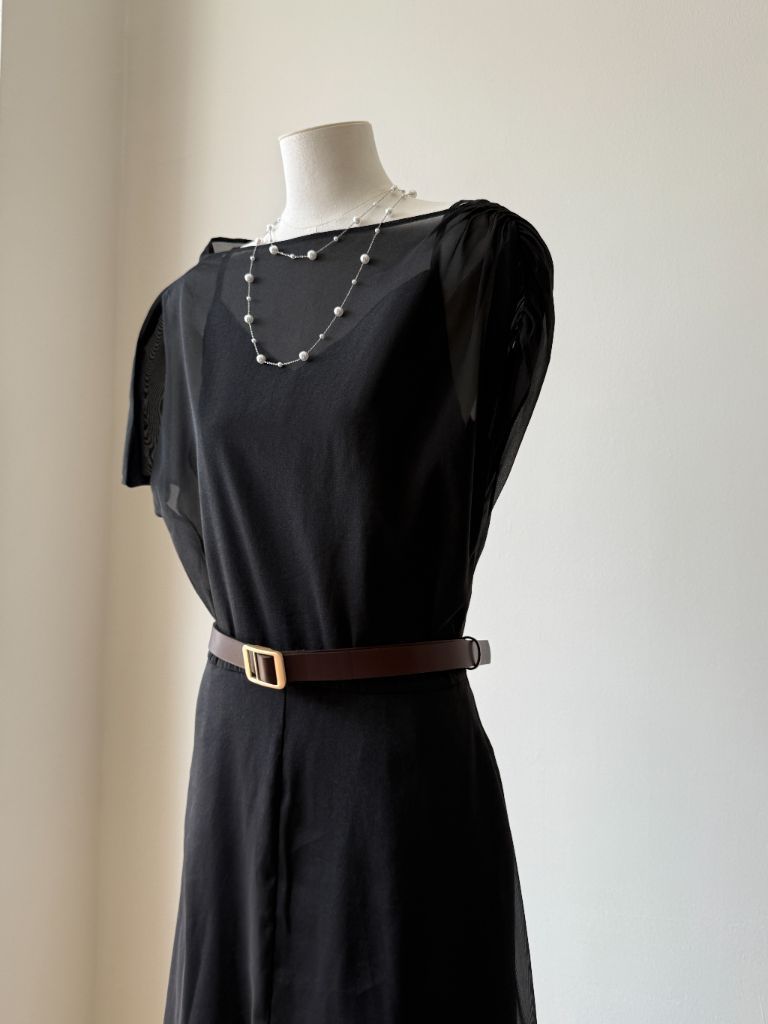 Vanyce Asymmetric Collar Two Piece Sheer Dress