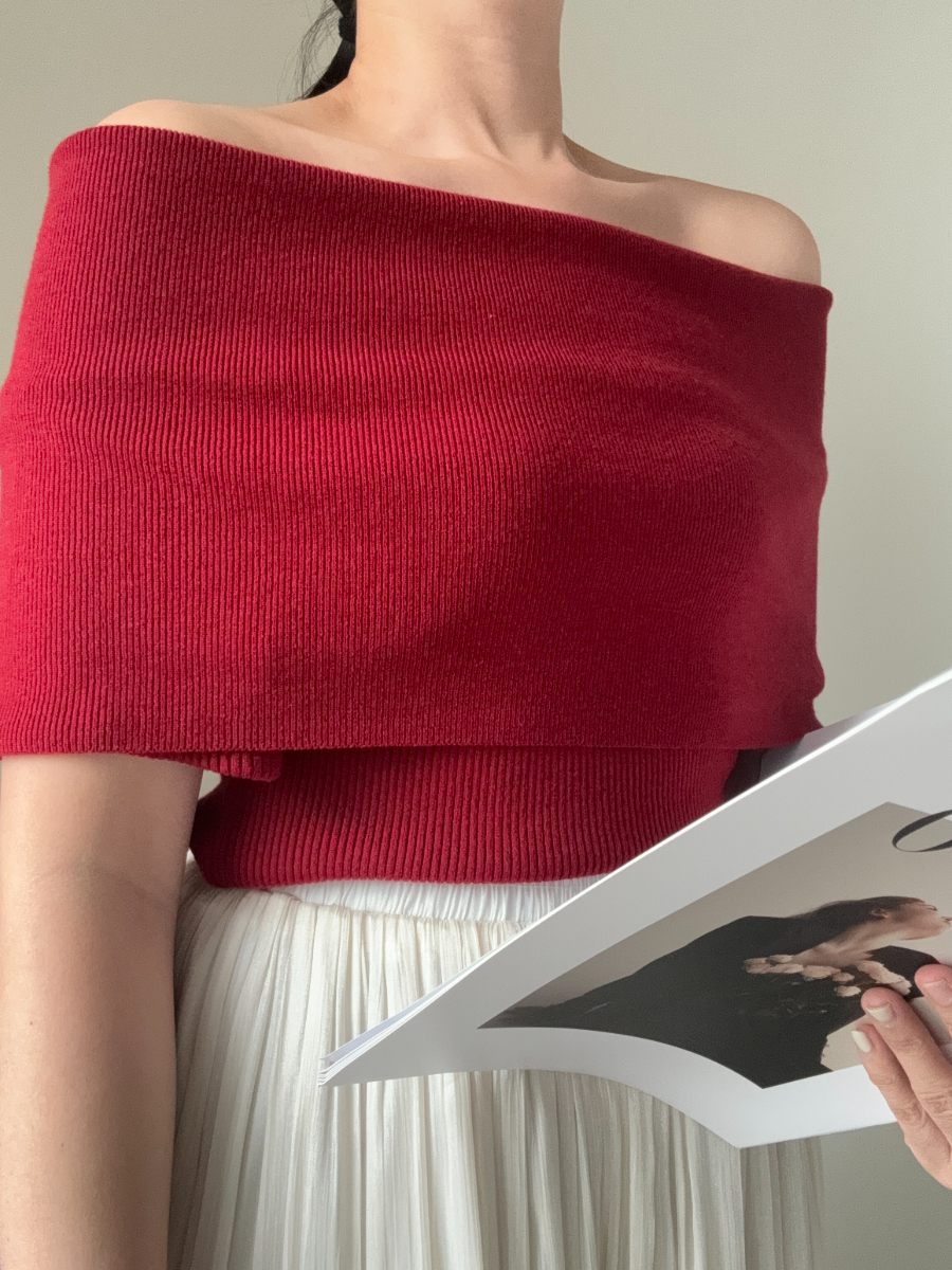 Taana Off Shoulder Knit Top -The Black Bow-