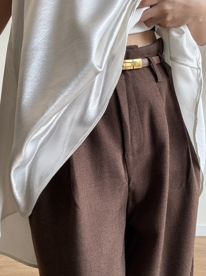 Moligna Belted Wide Leg Pants